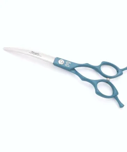 Blue 6 inch curved grooming shears
